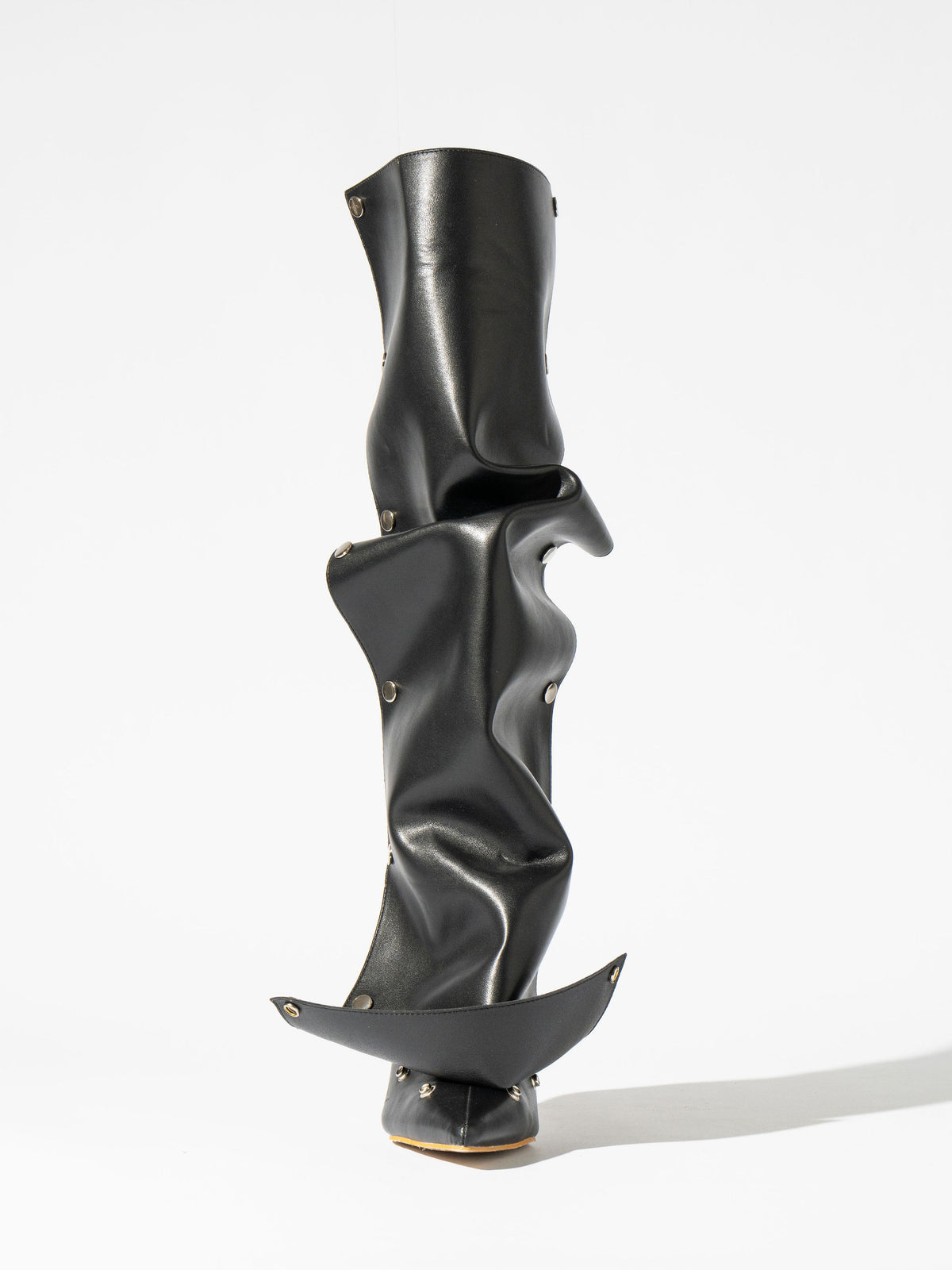Fini Pointed Toe Buckle Detachable Boots - Signature Black