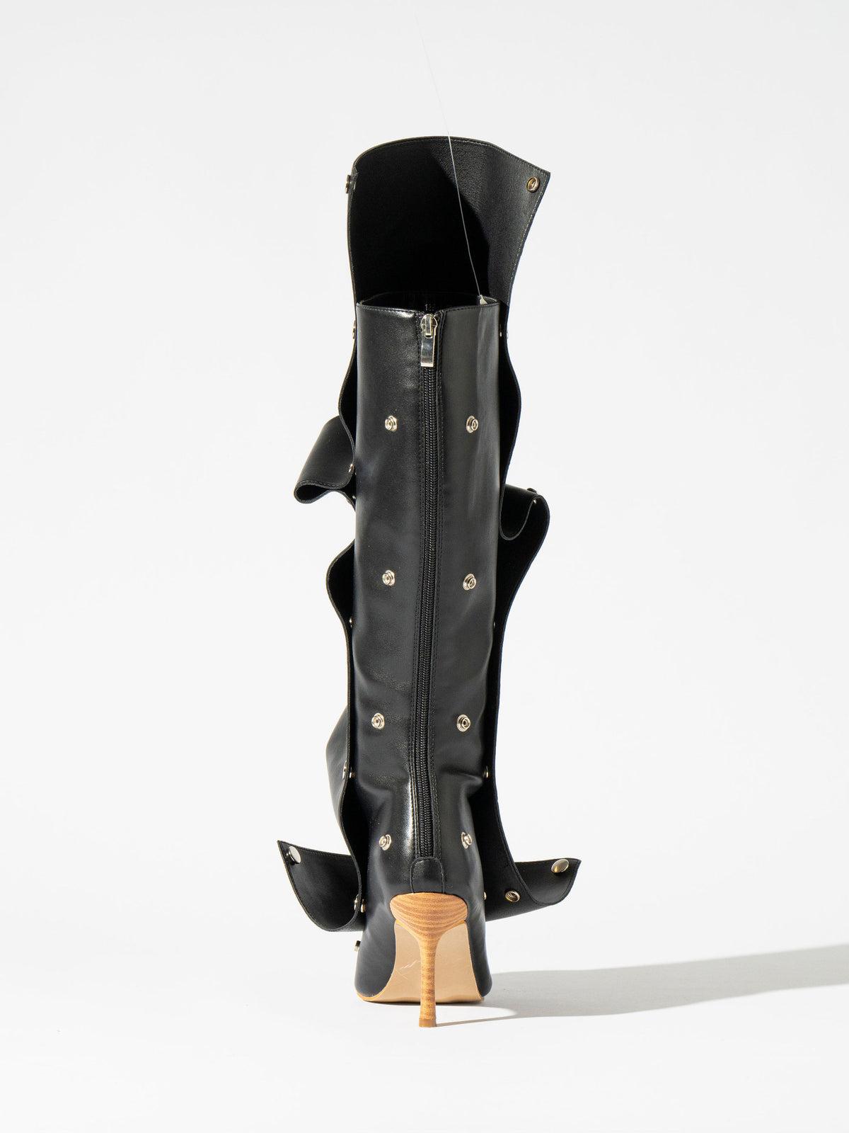 Fini Pointed Toe Buckle Detachable Boots - Signature Black